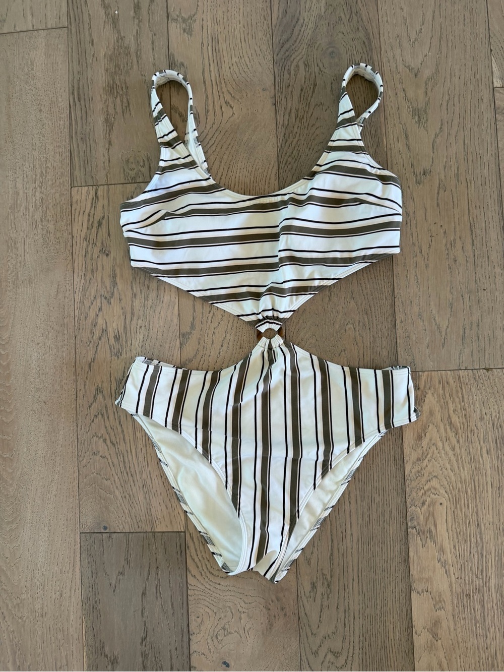 Abercrombie One Piece Cut Out Striped Swimsuit